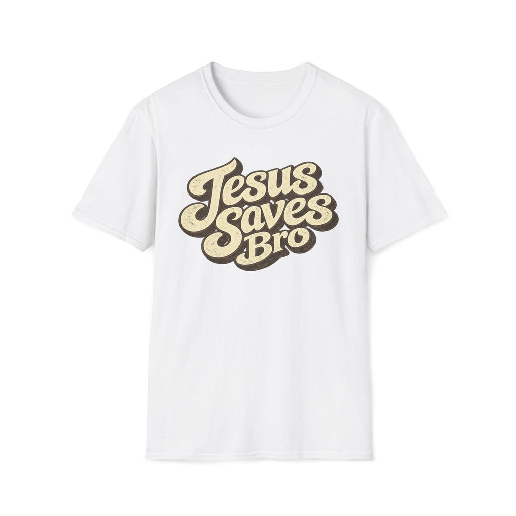 Jesus Saves Bro T-Shirt — Retro Christian Faith Tee