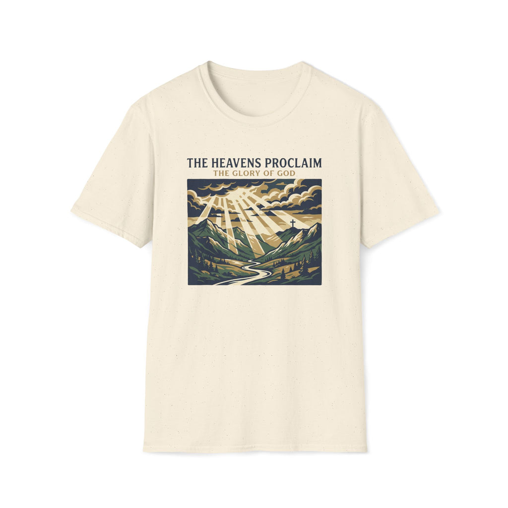 "The Heavens Proclaim" Vintage Sunrise Christian Tee