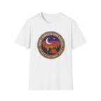 Camping Badge T-Shirt — "When I Consider Your Heavens" Retro Moon & Tent Tee