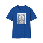 Christian Cross Stamp T‑Shirt — Vintage Postage Religious Tee
