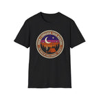 Camping Badge T-Shirt — "When I Consider Your Heavens" Retro Moon & Tent Tee
