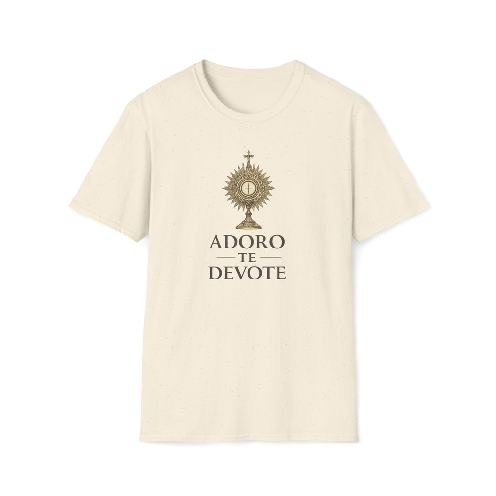 T-Shirt — Adoro Te Devote Eucharistic Monstrance Catholic Devotional Tee