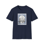 Christian Cross Stamp T‑Shirt — Vintage Postage Religious Tee