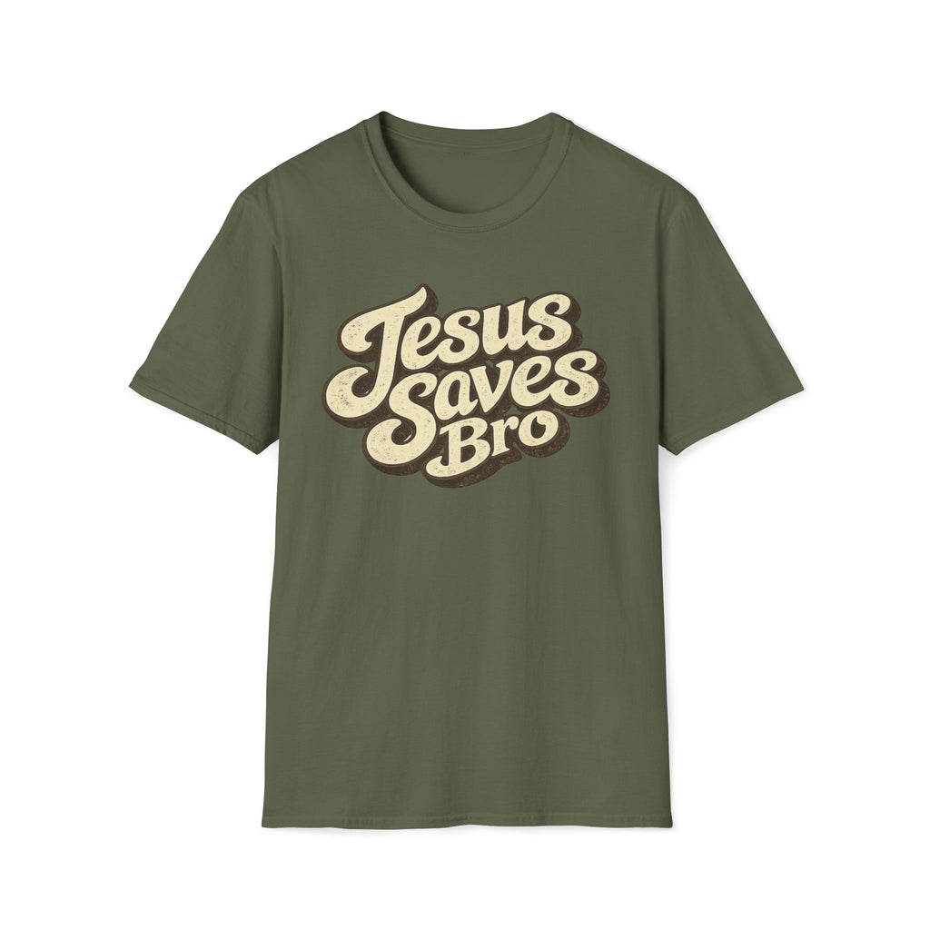 Jesus Saves Bro T-Shirt — Retro Christian Faith Tee