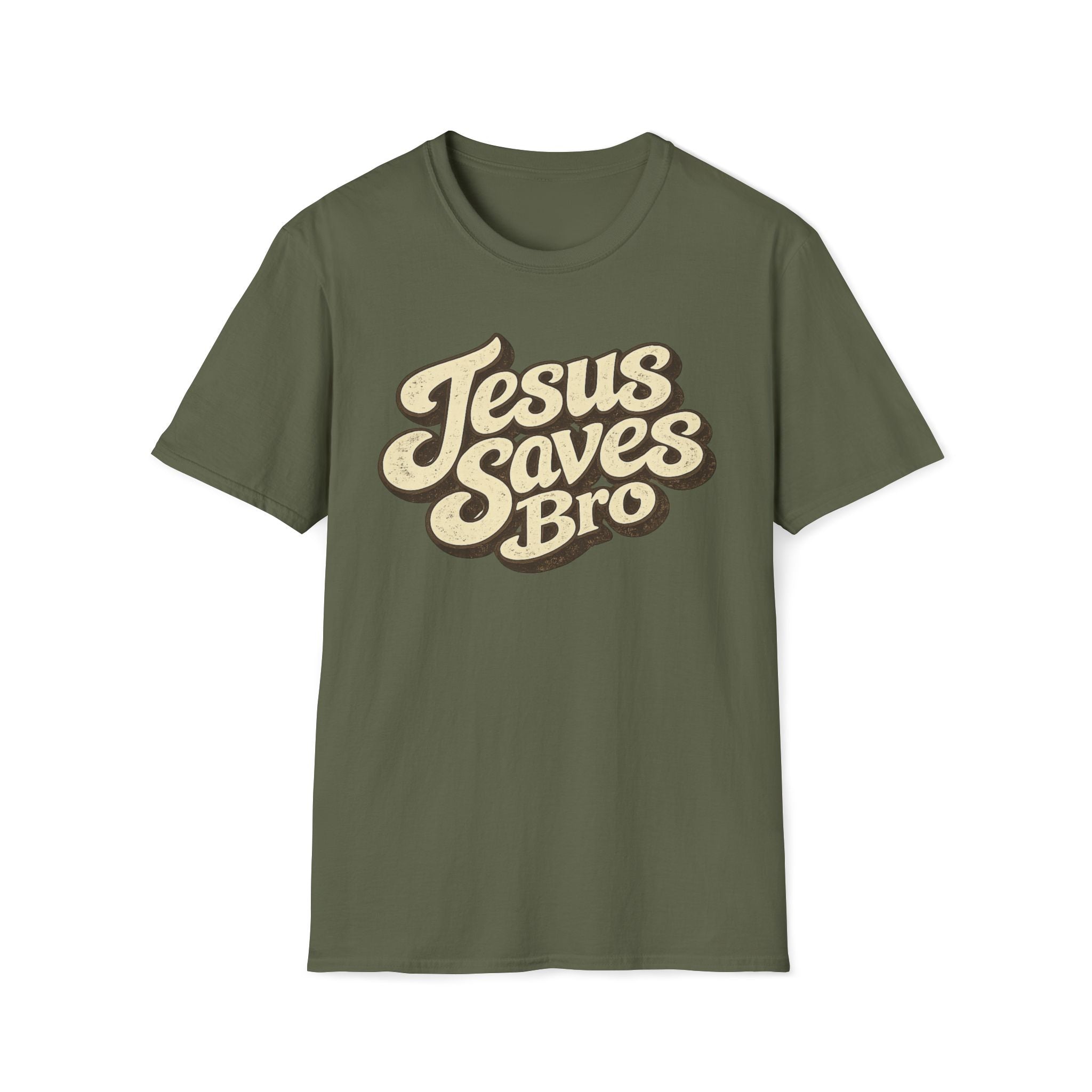 Jesus Saves Bro T-Shirt — Retro Christian Faith Tee