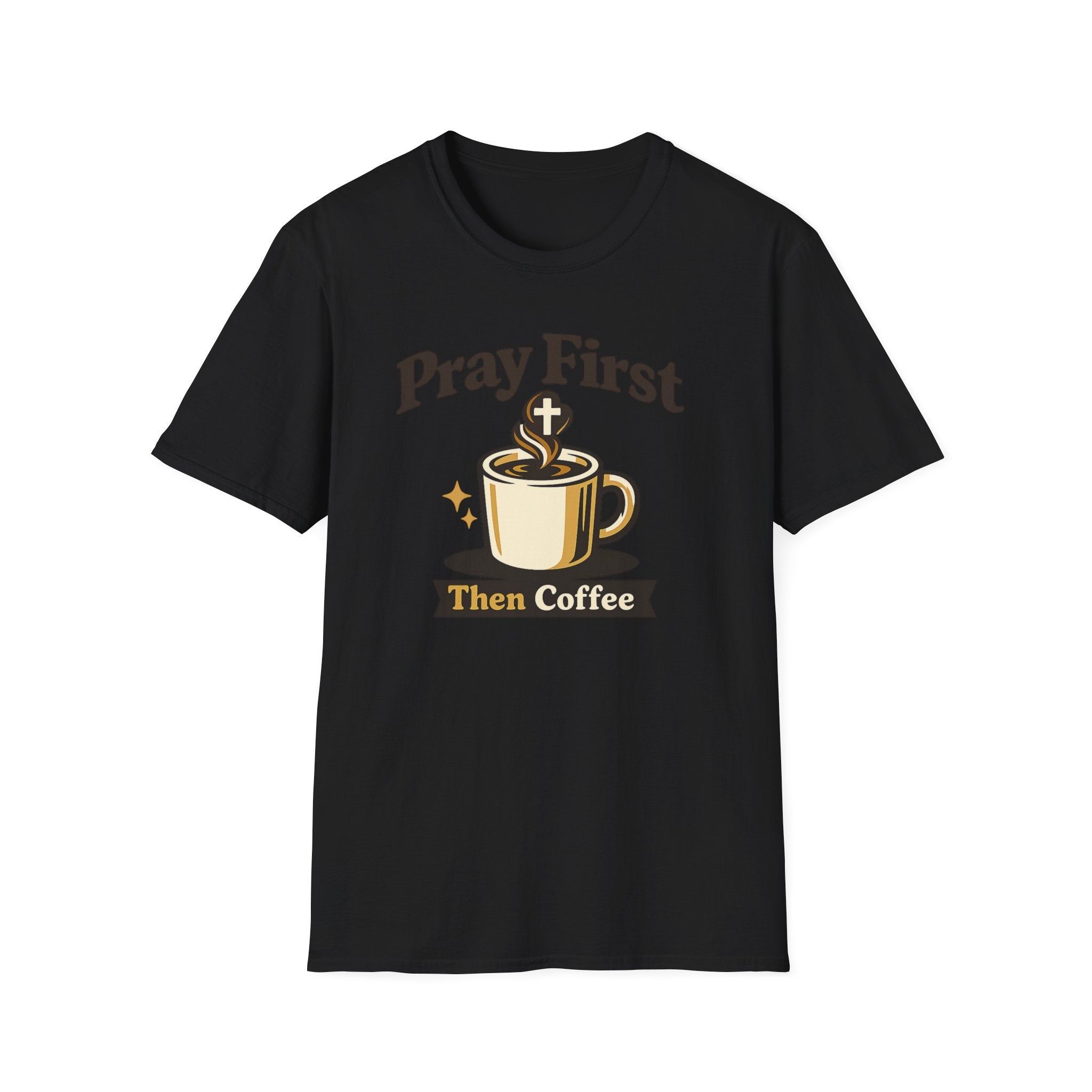 Pray First Then Coffee T-Shirt — Christian Coffee Lover Tee