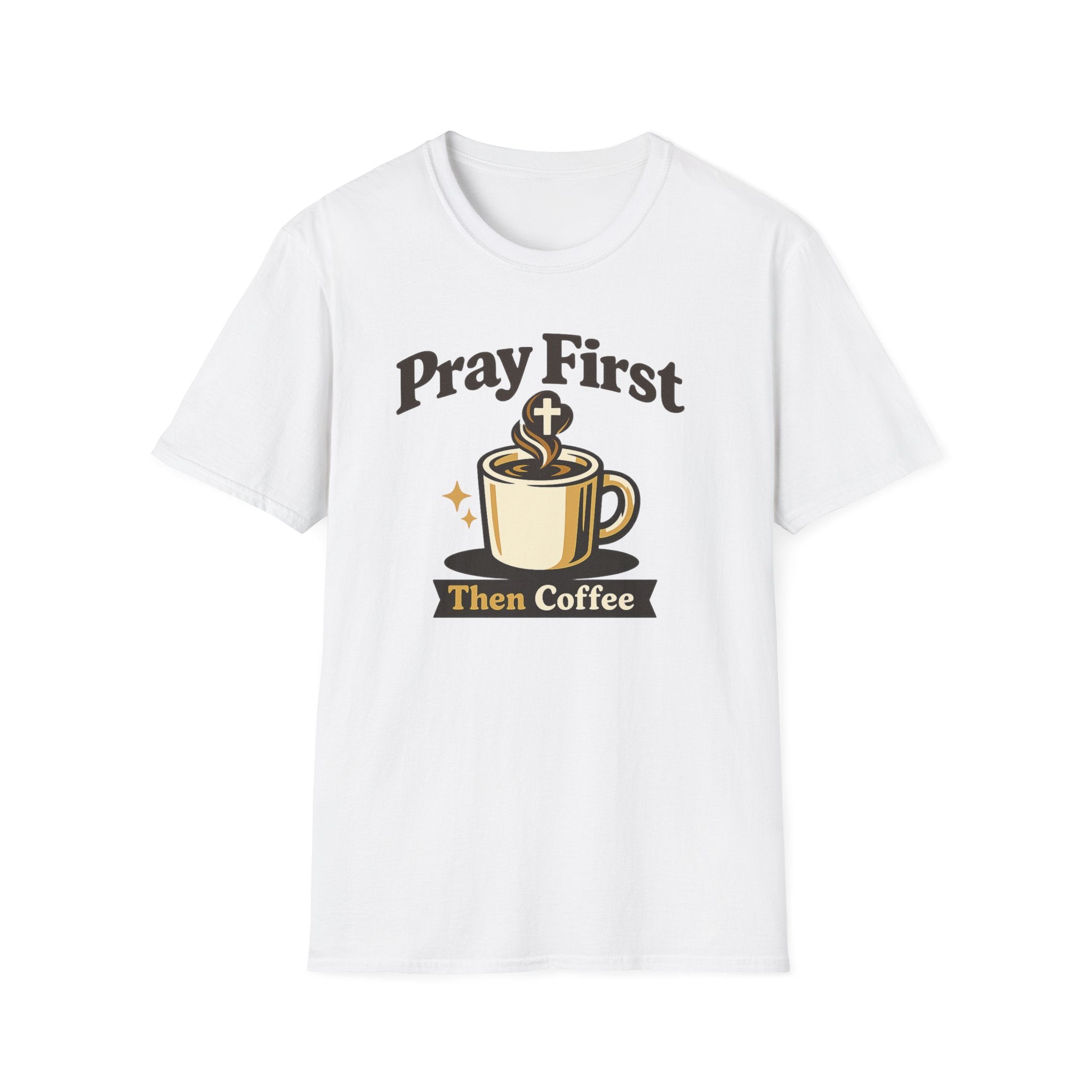 Pray First Then Coffee T-Shirt — Christian Coffee Lover Tee