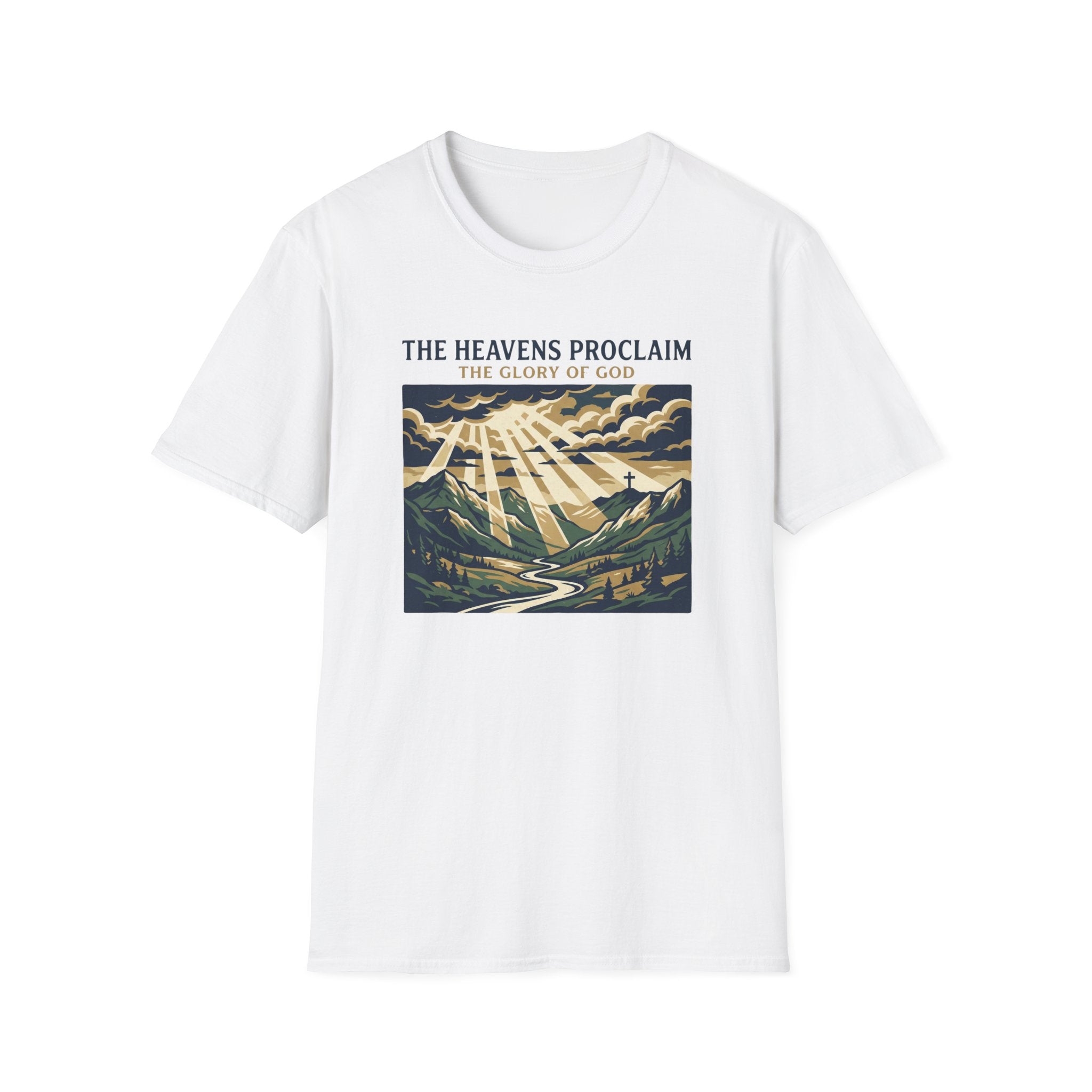 "The Heavens Proclaim" Vintage Sunrise Christian Tee