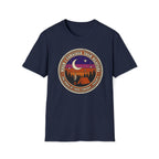 Camping Badge T-Shirt — "When I Consider Your Heavens" Retro Moon & Tent Tee
