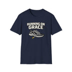 Running On Grace T-Shirt — Christian Running Tee with Sneaker & Cross