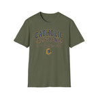Catholic Calisthenics T-Shirt — "Sit • Stand • Kneel • Repeat" Prayer Bench Tee