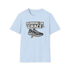 Running On Grace T-Shirt — Christian Running Tee with Sneaker & Cross