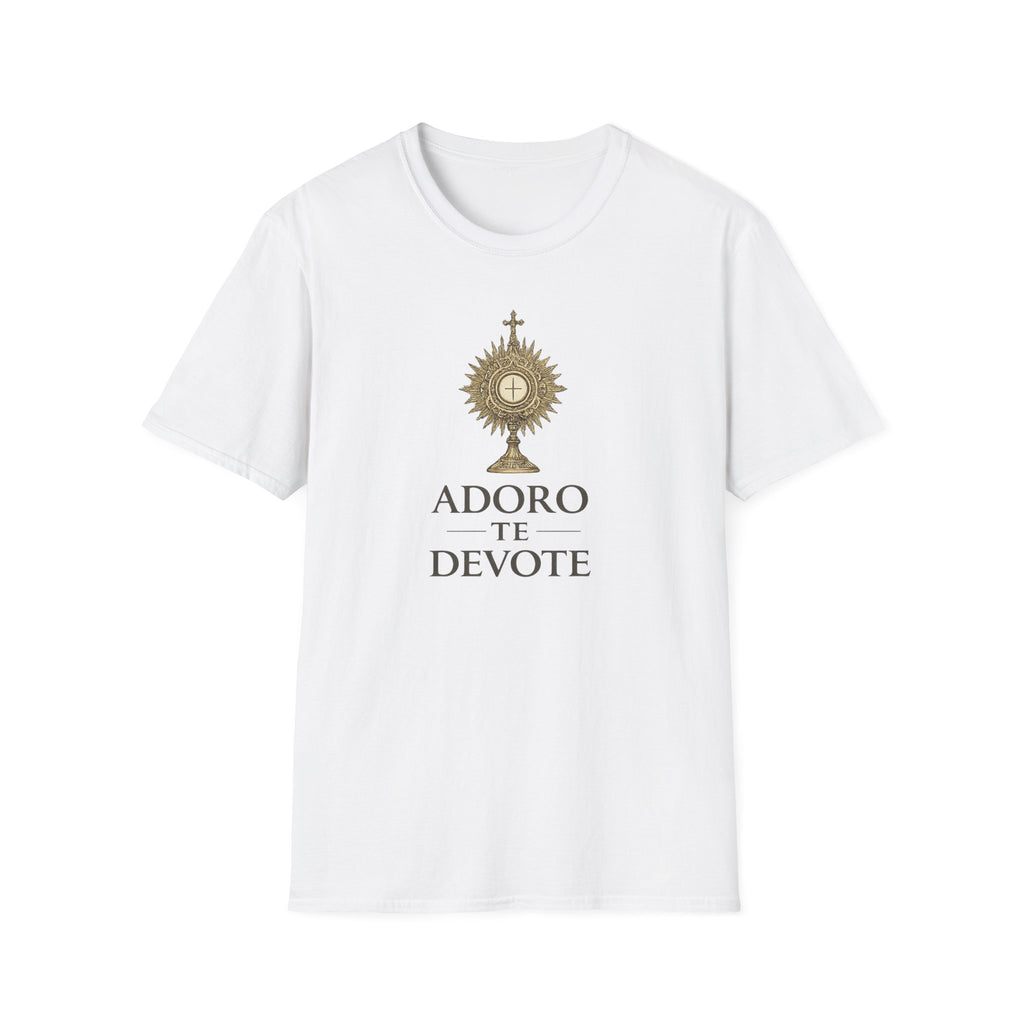 T-Shirt — Adoro Te Devote Eucharistic Monstrance Catholic Devotional Tee
