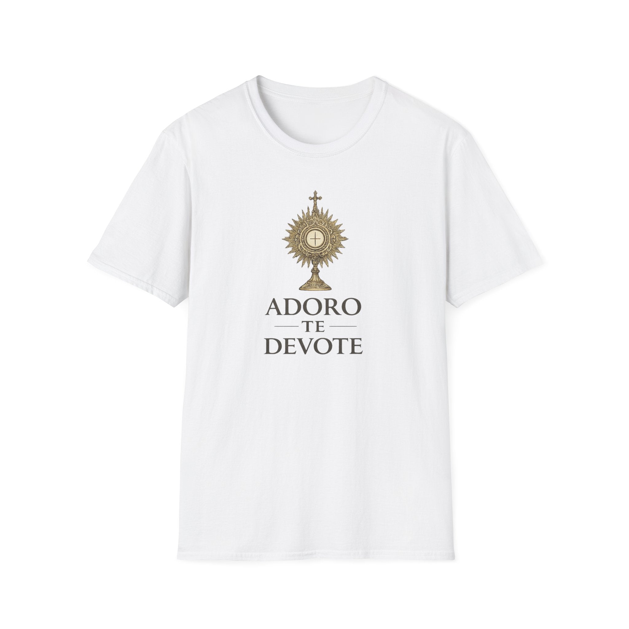 T-Shirt — Adoro Te Devote Eucharistic Monstrance Catholic Devotional Tee