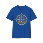 When Lost Compass T-Shirt — "When Lost Follow the Saints" Christian Compass Tee