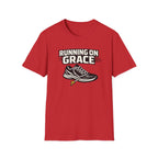 Running On Grace T-Shirt — Christian Running Tee with Sneaker & Cross