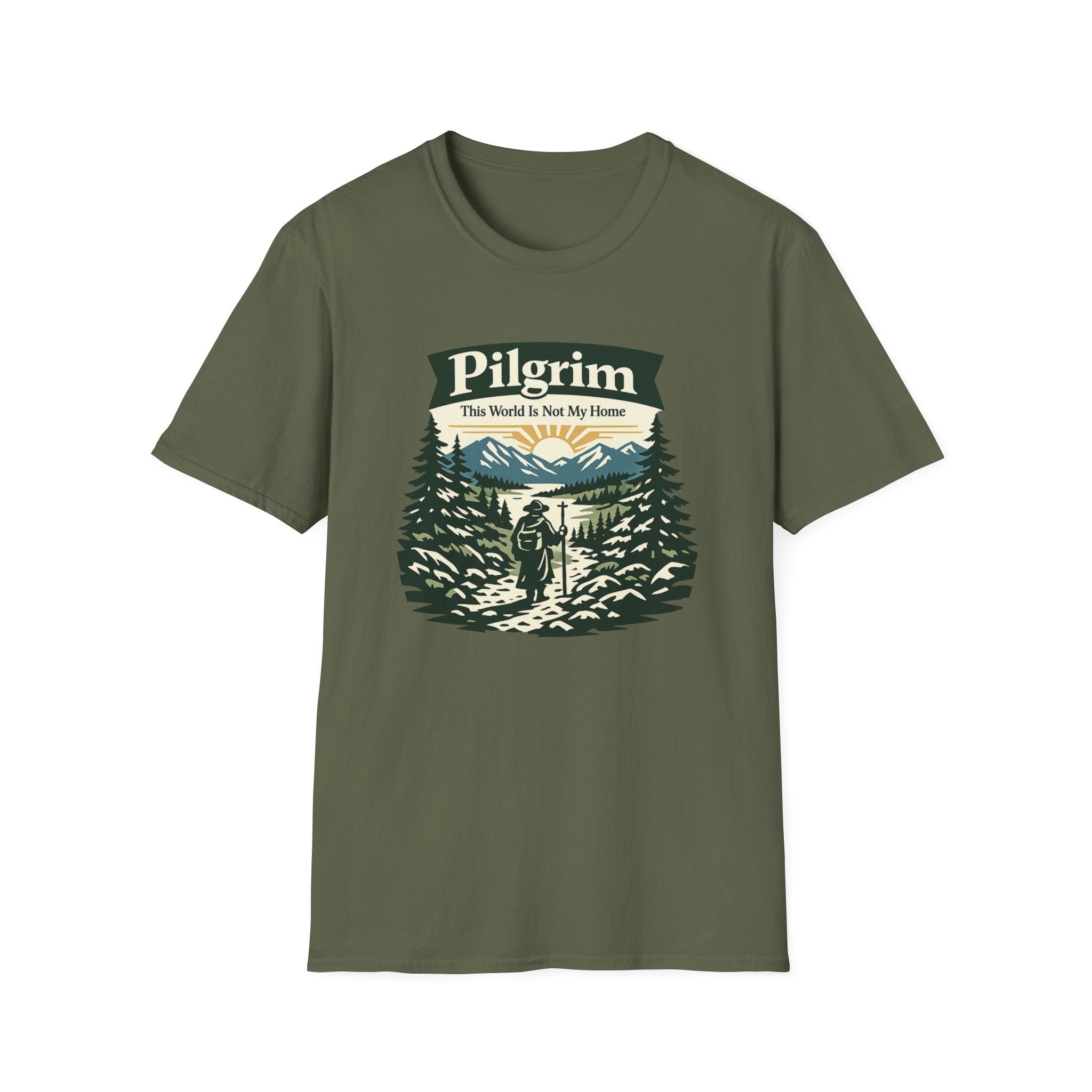 Pilgrim Hiker T-Shirt - "This World Is Not My Home" Vintage Outdoor Tee