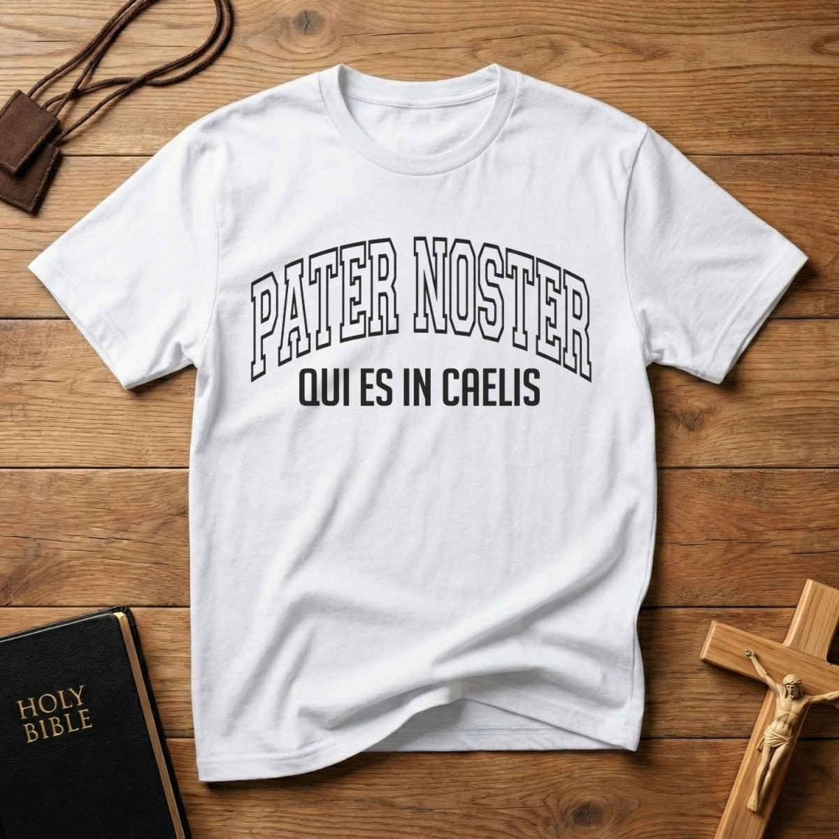 Pater Noster T-Shirt – 'Qui es in Caelis' Classic Religious Tee