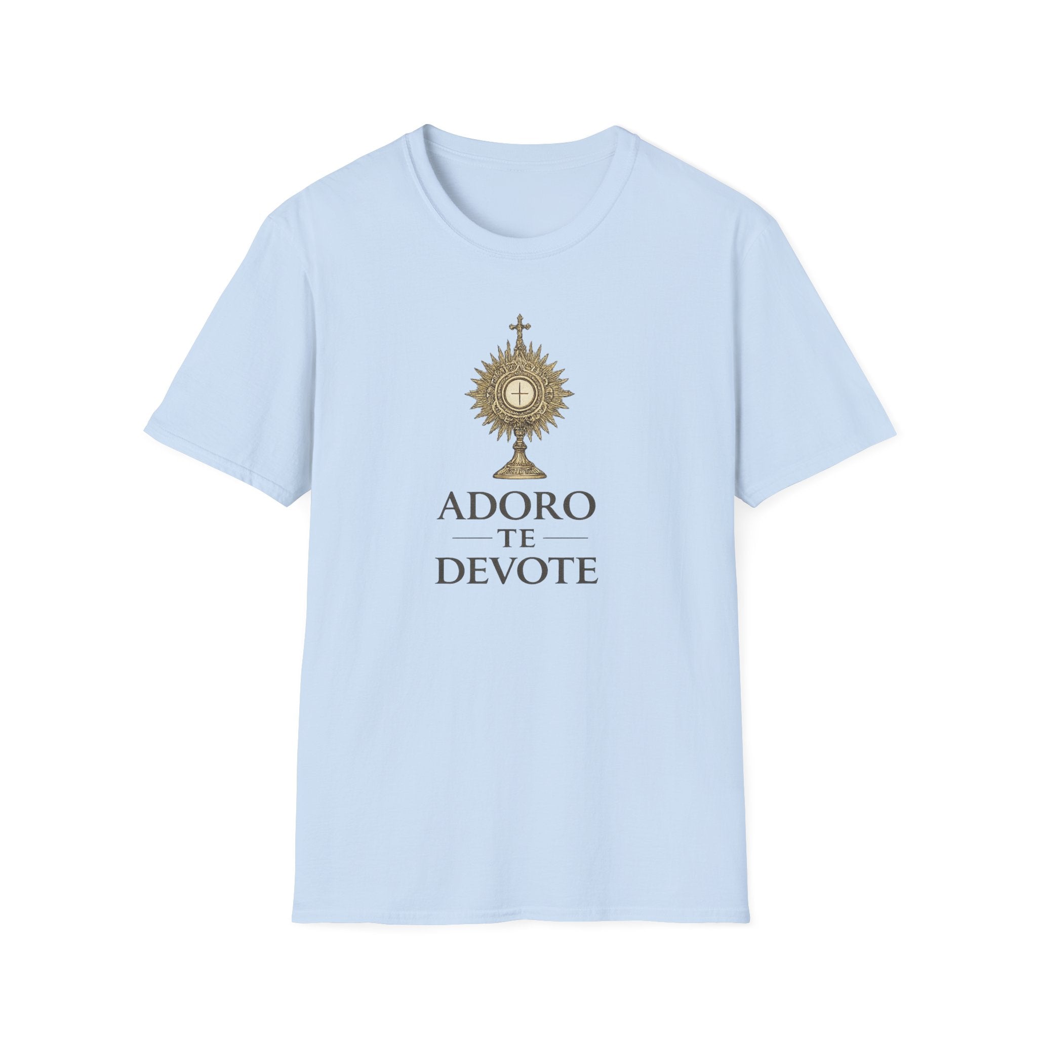 T-Shirt — Adoro Te Devote Eucharistic Monstrance Catholic Devotional Tee