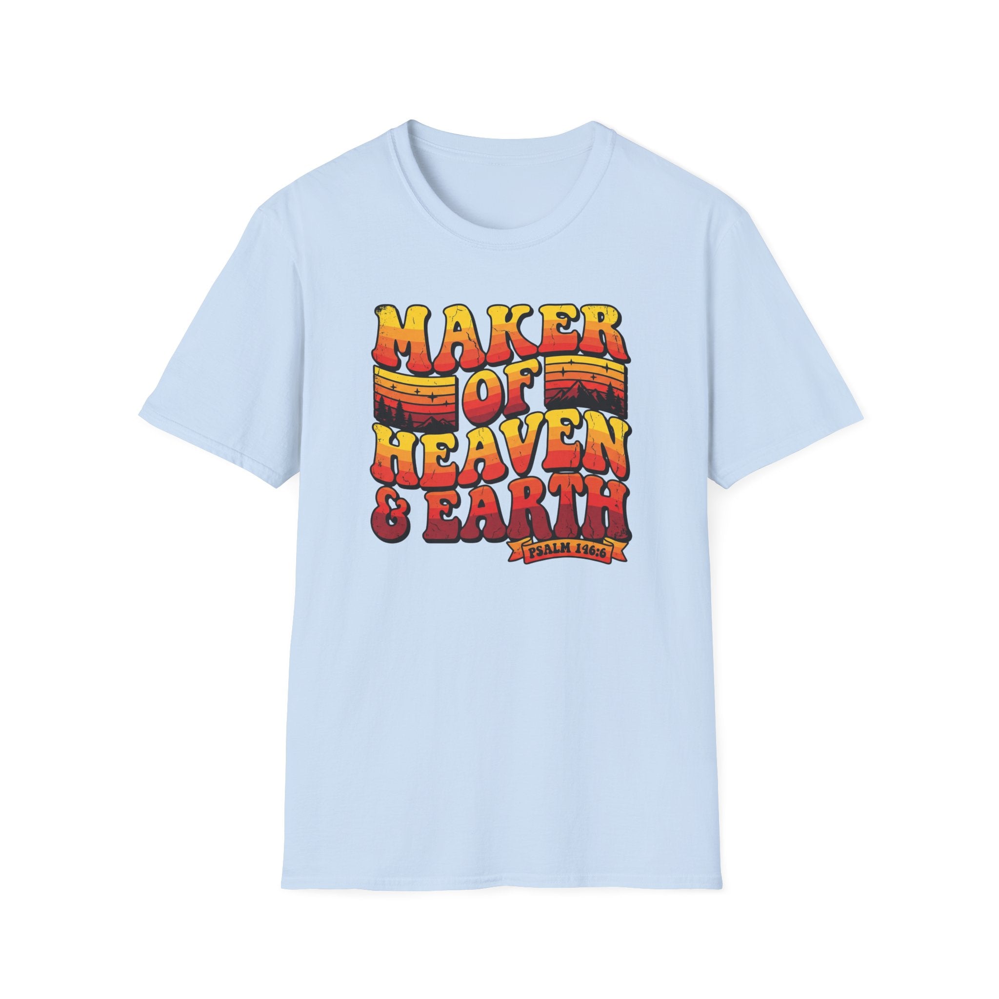 T-Shirt — 'Maker of Heaven & Earth' Retro Christian Graphic Tee