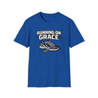 Running On Grace T-Shirt — Christian Running Tee with Sneaker & Cross