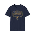 Catholic Calisthenics T-Shirt — "Sit • Stand • Kneel • Repeat" Prayer Bench Tee