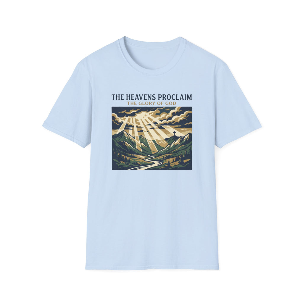 "The Heavens Proclaim" Vintage Sunrise Christian Tee
