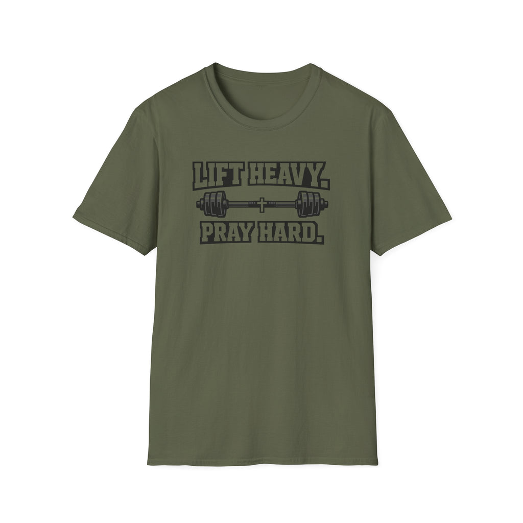 Lift Heavy Pray Hard T-Shirt — Fitness & Faith Gym Tee