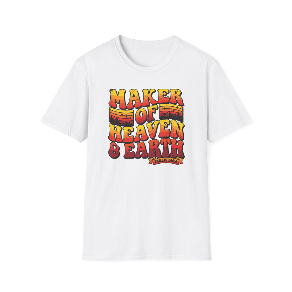 T-Shirt — 'Maker of Heaven & Earth' Retro Christian Graphic Tee