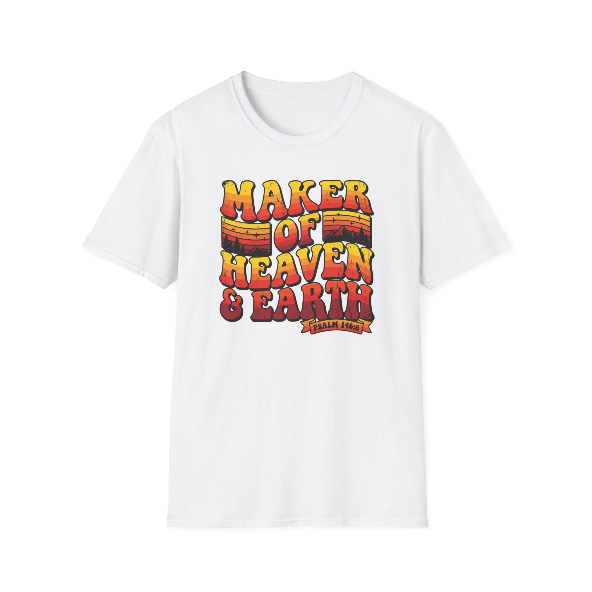 T-Shirt — 'Maker of Heaven & Earth' Retro Christian Graphic Tee