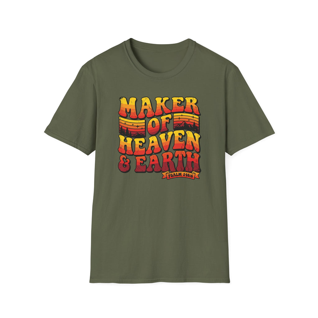 T-Shirt — 'Maker of Heaven & Earth' Retro Christian Graphic Tee