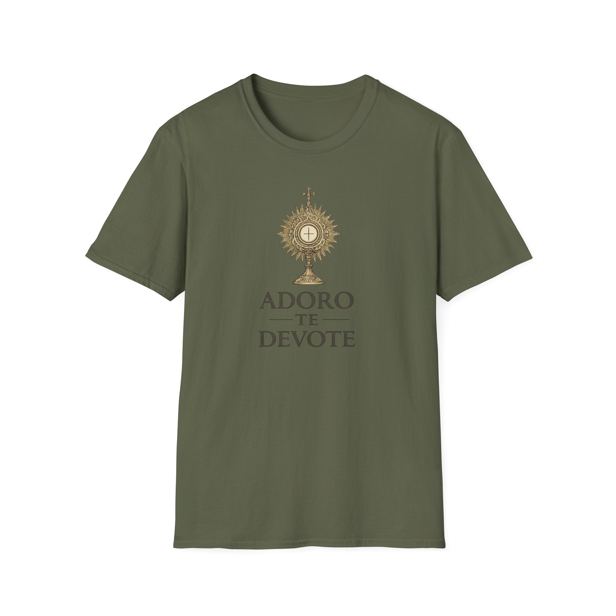 T-Shirt — Adoro Te Devote Eucharistic Monstrance Catholic Devotional Tee