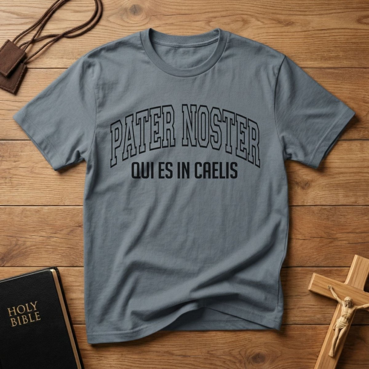 Pater Noster T-Shirt – 'Qui es in Caelis' Classic Religious Tee