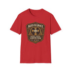 Aged In Grace T-Shirt — 'Aged In Grace: Barrel Proof Conviction' Christian Faith Tee
