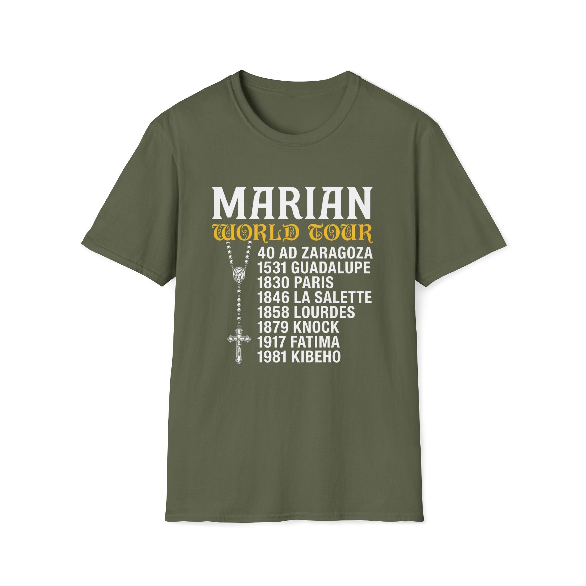 Marian World Tour T-Shirt — Rosary Sites & Apparitions Tee