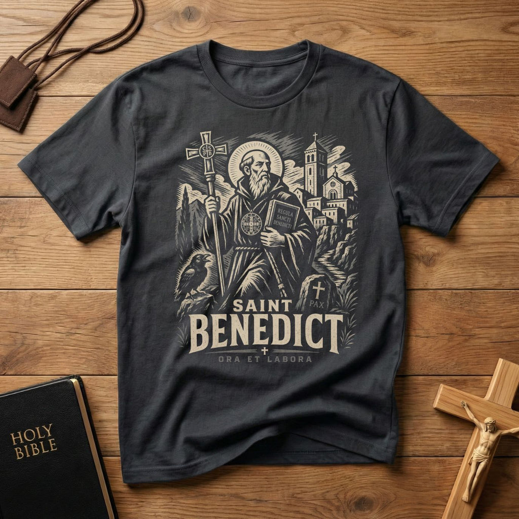Saint Benedict Woodcut T-Shirt