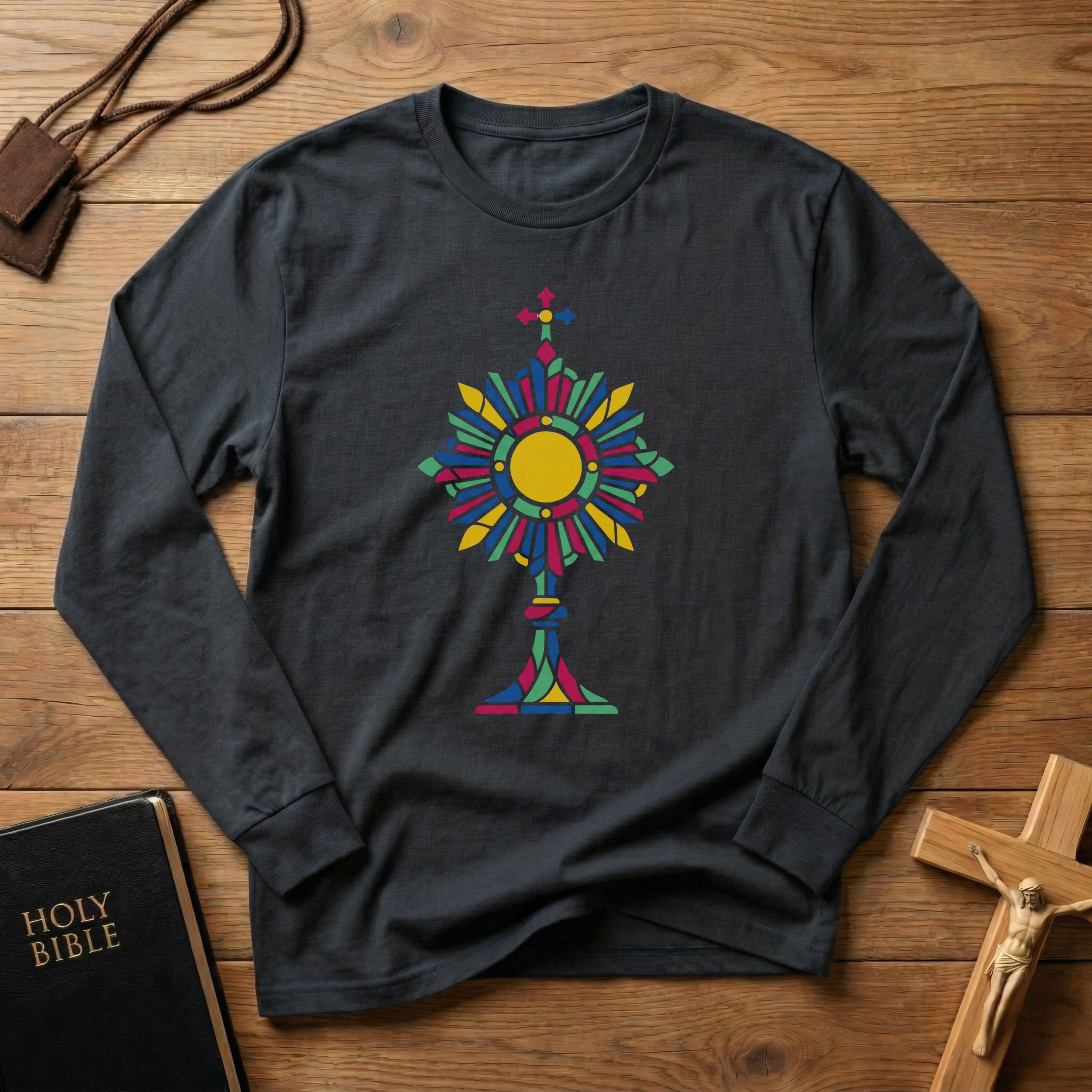 Stained Glass Monstrance Long Sleeve Tee