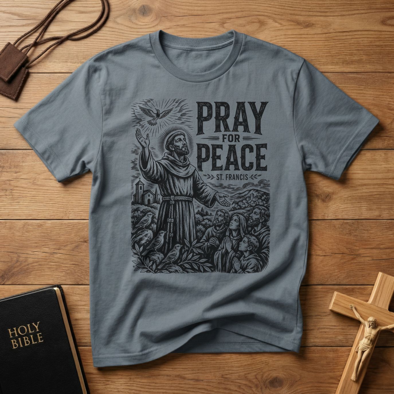 Saint Francis Wood Cut T-Shirt