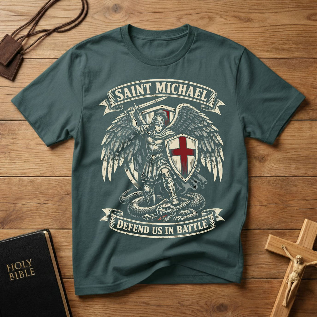Saint Michael Woodcut T-Shirt