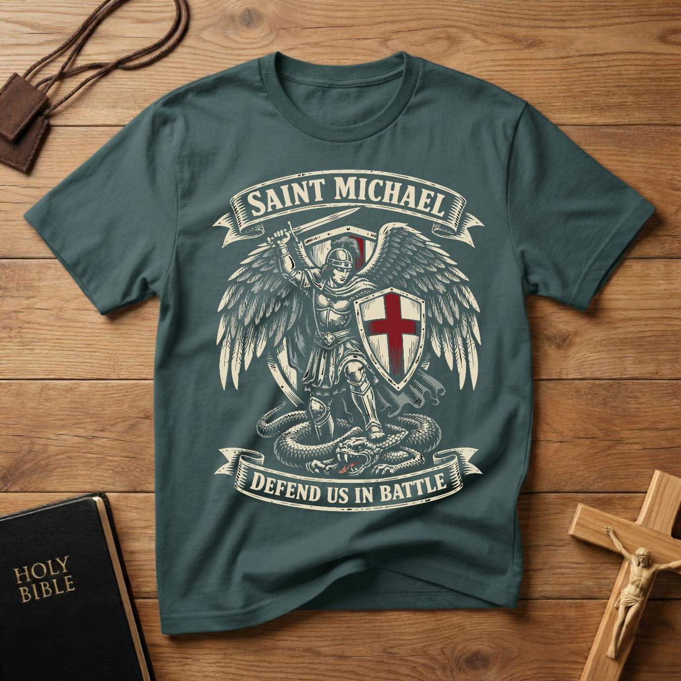 Saint Michael Woodcut T-Shirt