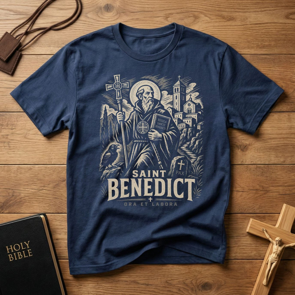 Saint Benedict Woodcut T-Shirt
