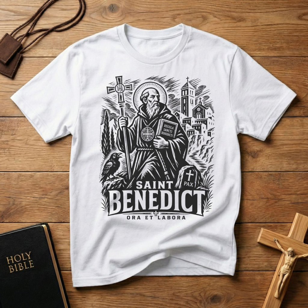 Saint Benedict Woodcut T-Shirt