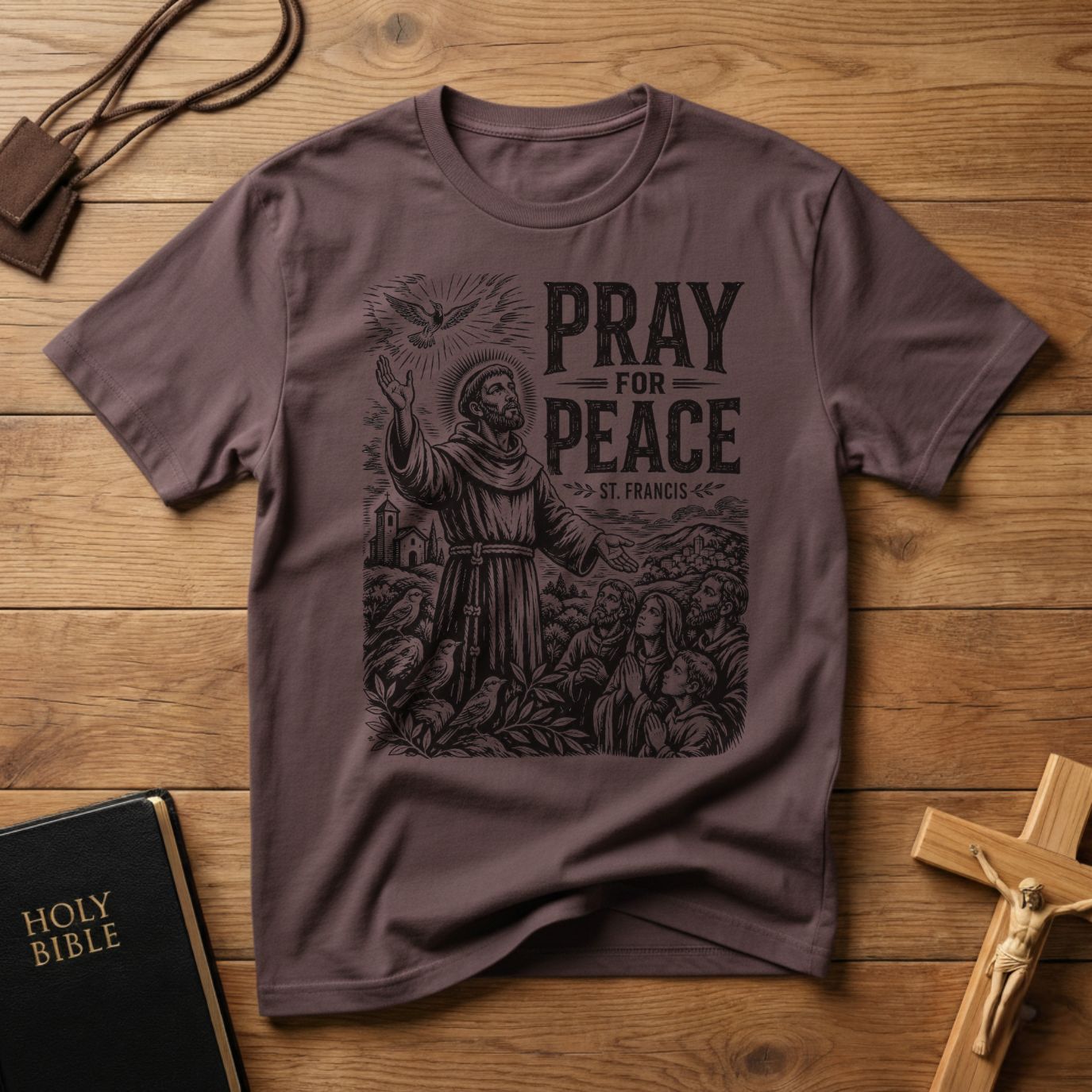 Saint Francis Wood Cut T-Shirt