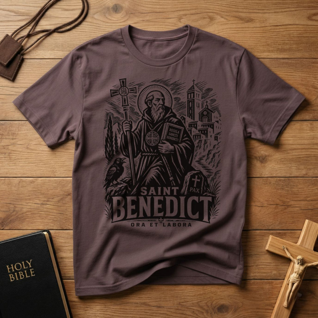 Saint Benedict Woodcut T-Shirt