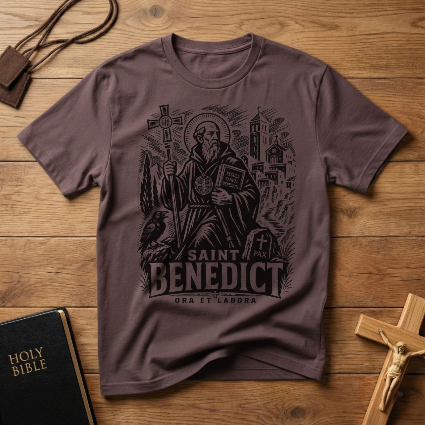 Saint Benedict Woodcut T-Shirt