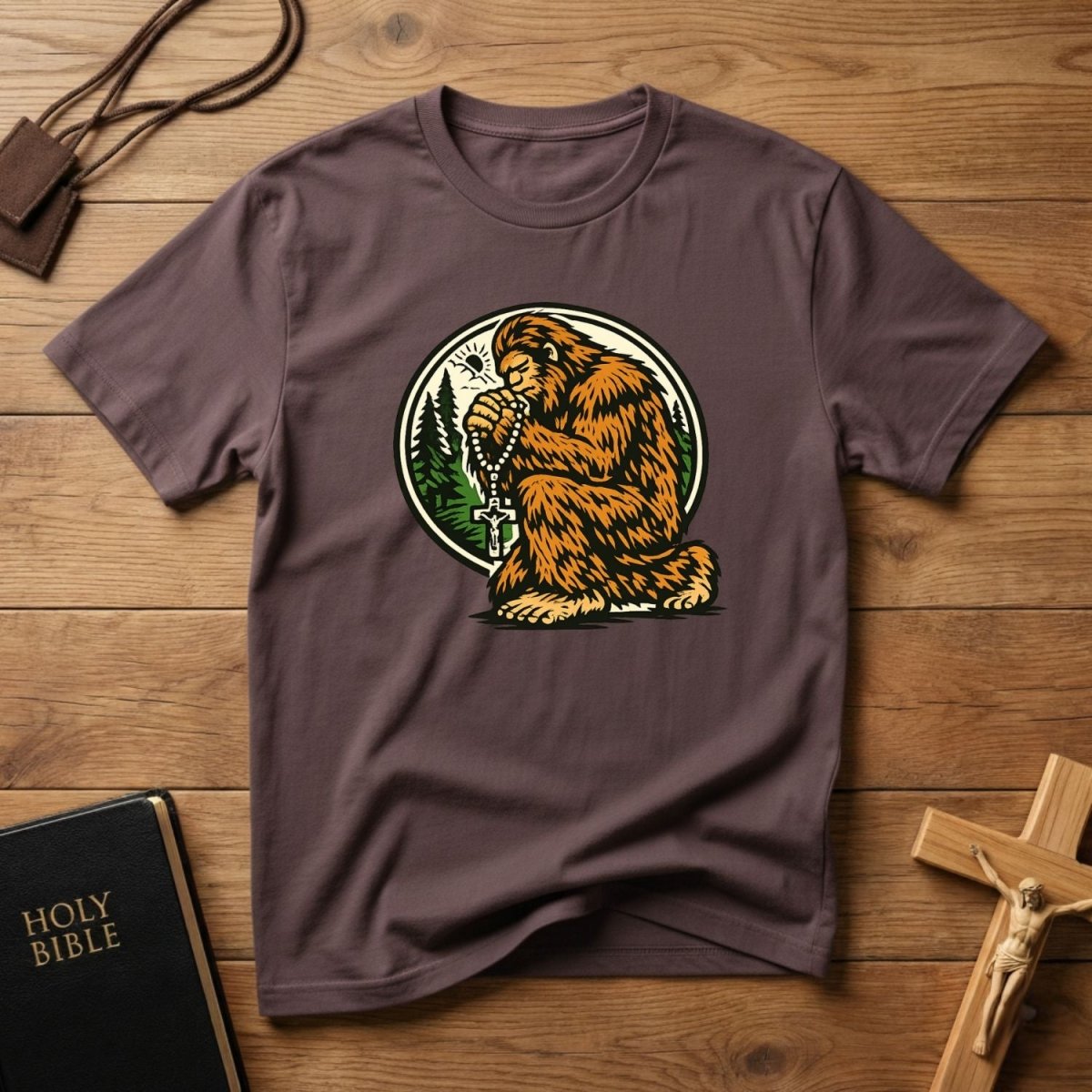 Bigfoot Praying T-Shirt - Tees to the Kingdom