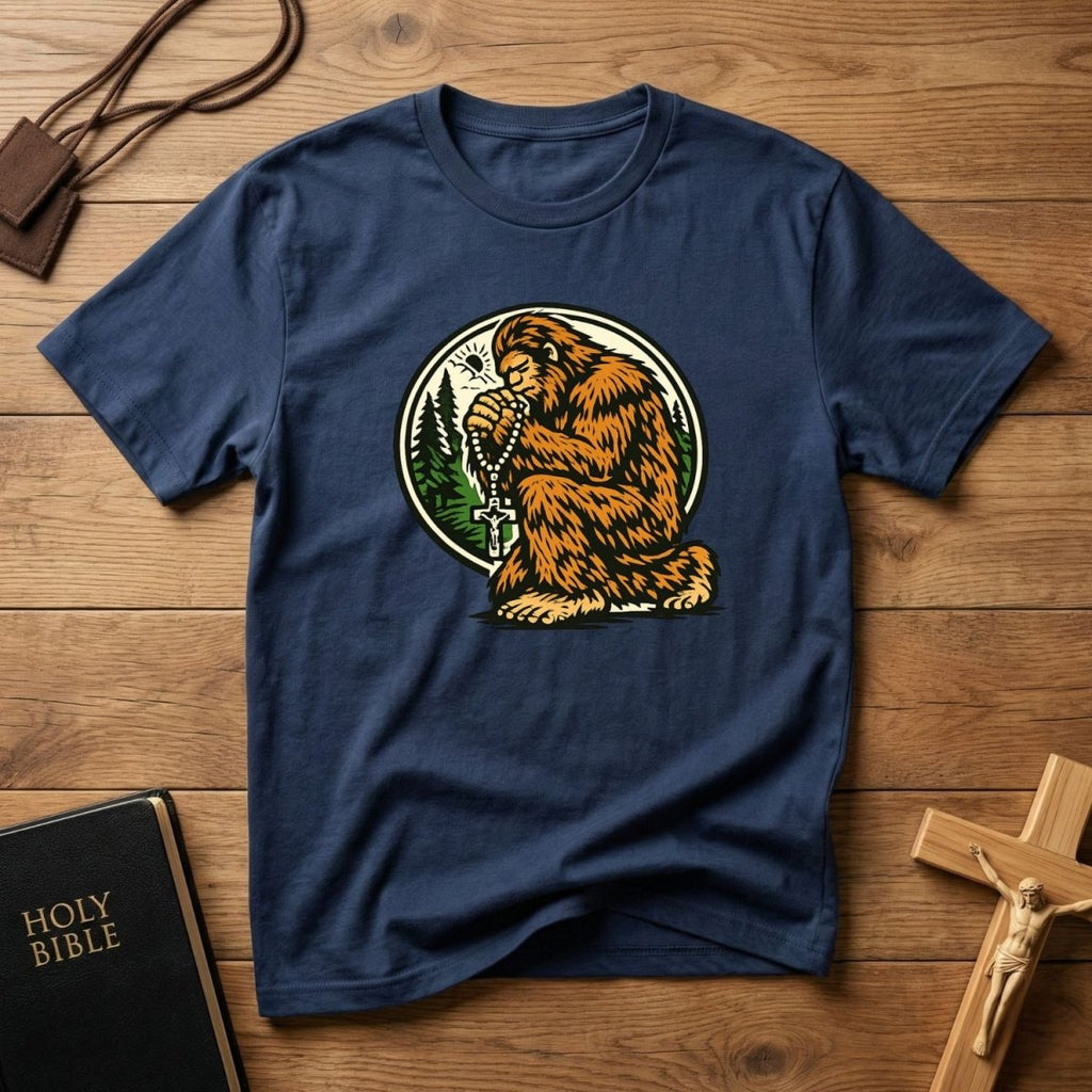 Bigfoot Praying T-Shirt - Tees to the Kingdom