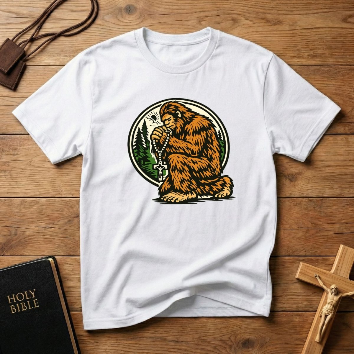 Bigfoot Praying T-Shirt - Tees to the Kingdom