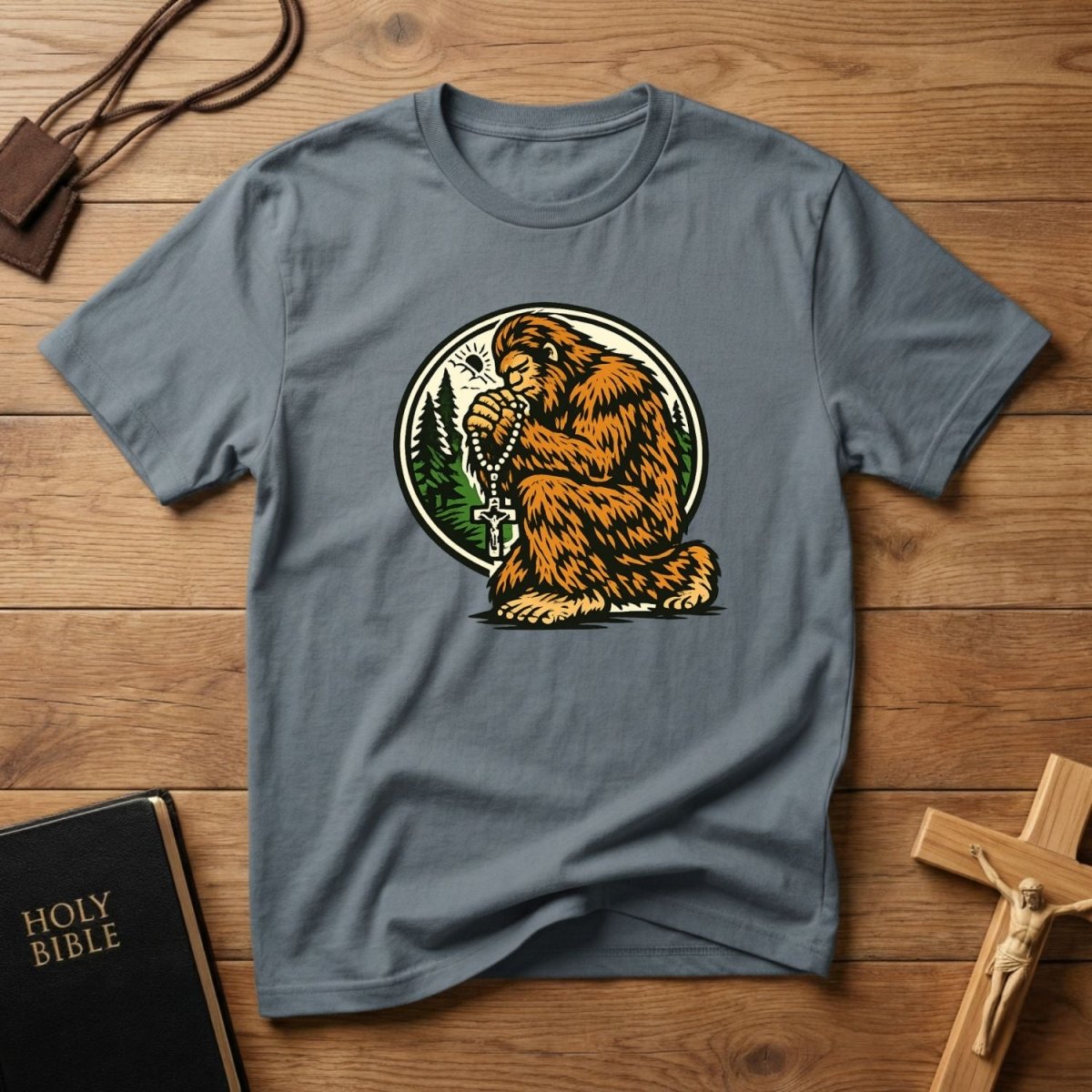 Bigfoot Praying T-Shirt - Tees to the Kingdom