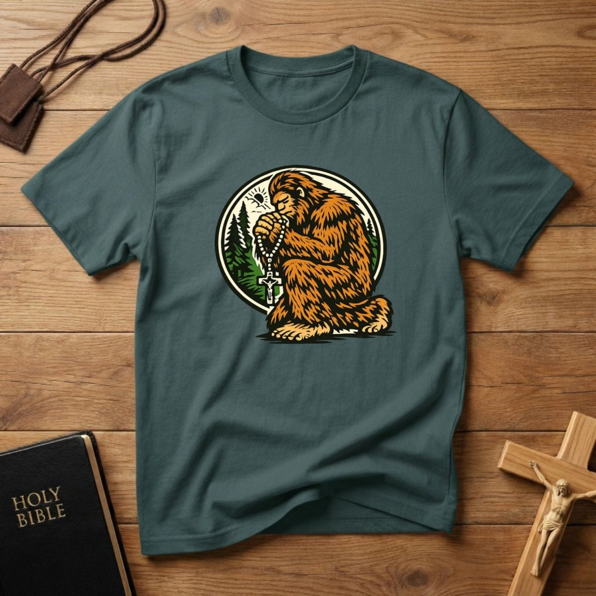 Bigfoot Praying T-Shirt - Tees to the Kingdom